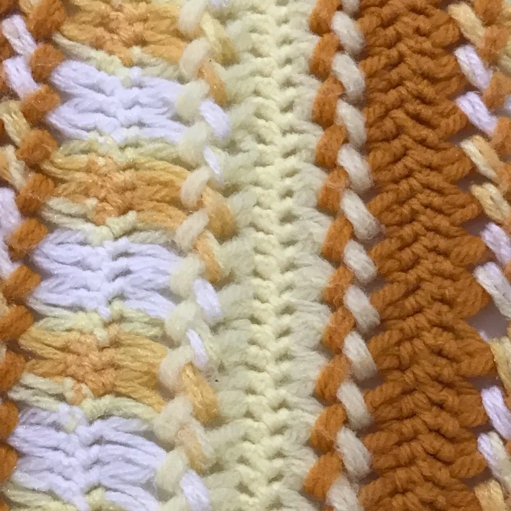 Vintage Handmade Afghan Crochet Sofa or Bed Throw Blanket Retro Yellow 91
